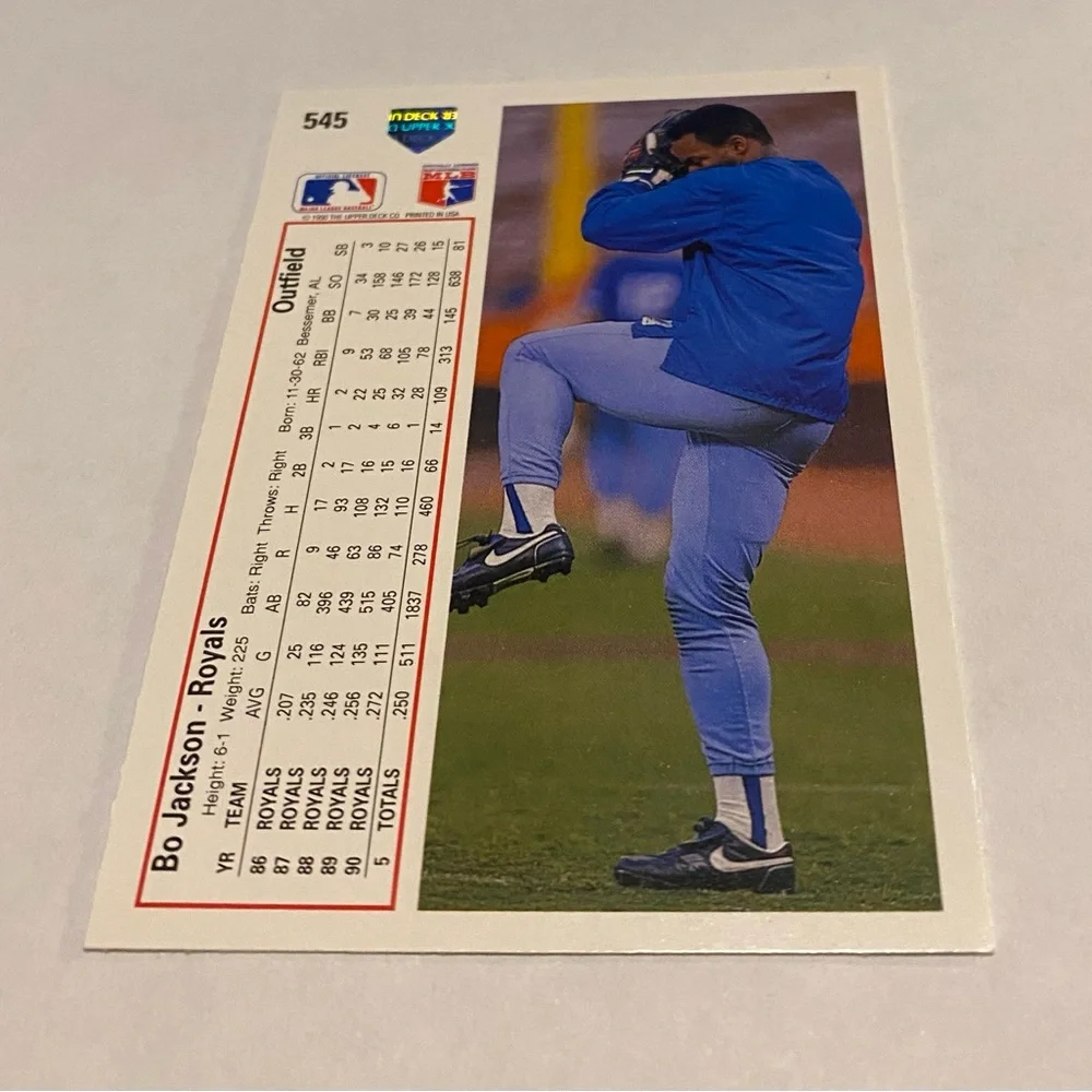 Bo Jackson 1991 Upper Deck Baseball Card # 545 Kansas City Royals Vintage